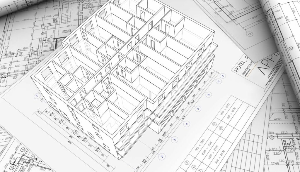 Plan 3D d’un projet hôtelier en phase de conception, accompagnement à l’ouverture d’hôtel par Hospitali-T